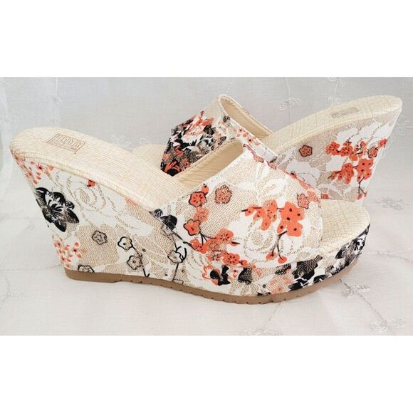 Floral Print Wedge Sandals - Picture 1 of 13